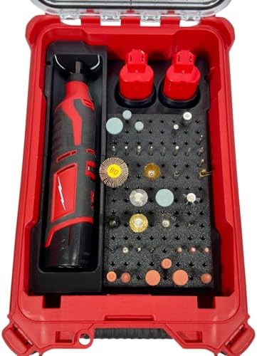 M12 Rotary Tool Packout Organizer with Tool, Battery and Bit Storage for Packout Compact Tool Box, Battery and Blade Storage, Insert Only 2460-20 & 2525-20 – Fits Packout 48-22-8435