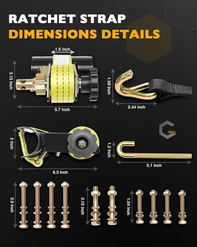 Ladder Rack Straps, Rack Ratchet Straps Truck/Lumber/Pipe/Roof Rack Straps