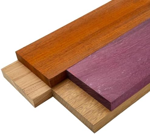Barrington Hardwoods Imported Exotic Hardwood Variety Pack - Padauk, Red Zebrawood, Purpleheart, and Merbau (3/4" x 4" x 12" (4 Pieces))