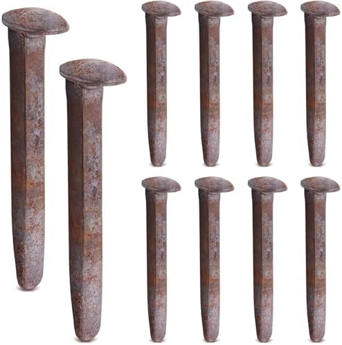 10 pcs Railroad Spike Carbon Steel Rail Road Spike Ties, 6.5 Inch, Corroded