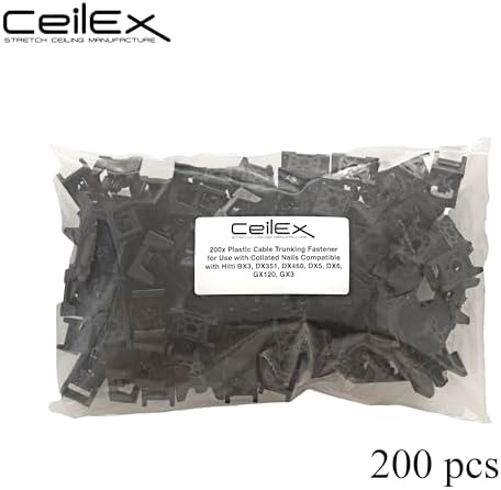 200x Cable Clips for Hilti BX 4 (BX4) Cordless Concrete Nailer, Installs with Collated Nails, Mounting Clips for Cable Raceway, Trunking, Conduit & Wire Duct on Concrete, Block & Steel