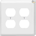 ZEFTV Duplex Outlet Cover Wall Plates 2-Gang Switch Outlet Electrical Cover Plate Unbreakable Thermoplastic Faceplate for Light Receptacle Outlet Switch, White (2 Pack)