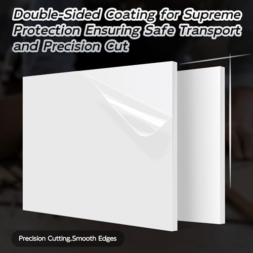 HDPE Sheet 1/2" Thick - 24"x36" HDPE Plastic Sheet, White Plastic Sheet for Crafts, DIY Projects, and Industrial Use