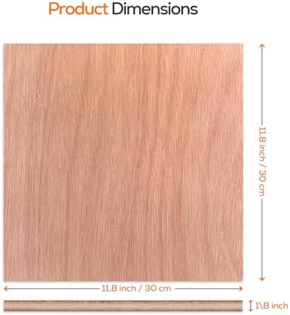 Proflex Mahogany Plywood 24pcs, 1/8" x 12” x 12” Real Wood Plywood Sheets Premium “A” Grade with Smooth Sanded Finish, Perfect for Laser Cutting & Engraving, Crafts, and DIY Projects.