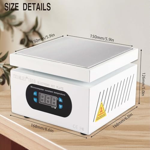 500W 110V Soldering Hot Plate, LED Microcomputer Electric Preheat Soldering Station, Welder Hot Plate Rework Heater Lab 150X150mm Plate with Tweezers