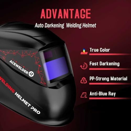 ACEWELDER 140A MIG Welder, 3 in 1 Flux Core, MIG/LIFT TIG/Stick Welding Machine 110V Portable IGBT Inverter Synergic Control, LED Display with Welding Helmet