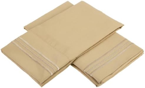 Jessica Sanders Premier 1800 Series 4pc Bed Sheet Set - King, Camel Gold, - Jessica Sanders Embroidery