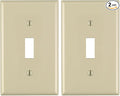 Leviton 80701-I 1-Gang Toggle Device Switch Wallplate, Standard Size, Thermoplastic Nylon, Device Mount, Ivory (Pack of 2)