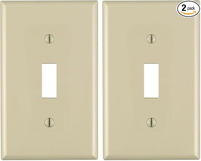 Leviton 80701-I 1-Gang Toggle Device Switch Wallplate, Standard Size, Thermoplastic Nylon, Device Mount, Ivory (Pack of 2)
