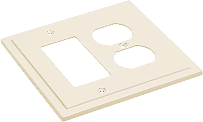Henne Bery Modern Edge Decorative Wall Plate Switch Plate Outlet Cover, Durable Solid Zinc Alloy (Decorator/Duplex, Light Almond)