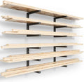 YYR Wood Organizer and Lumber Storage Rack Wall Mount, Heavy Duty Metal Shelf with 6-Level Holds Up 1200 LBS, Indoor & Outdoor Use - Black