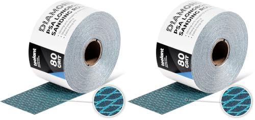 toolant Diamond Shape 80 Grit Sandpaper Roll, 2-3/4" Wide 10 Yard Longboard Self Adhesive PSA Stickyback Sand Paper for Woodworking, Metal, Plastic, Automotive, Sanding Blocks (Pack of 2)
