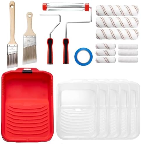 Mister Rui 20-Piece Paint Roller Kit, 4 Inch and 9 Inch Microfiber Rollers