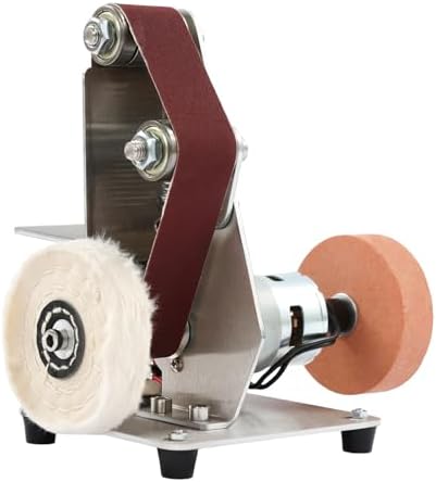 Mini Adjustable Platform Belt Sander, Stainless Steel Low Noise Electric Bench Grinder Sanding Machine, Handcraft System Polisher for DIY Woodworking, Metal Grinding, Jewelry Making