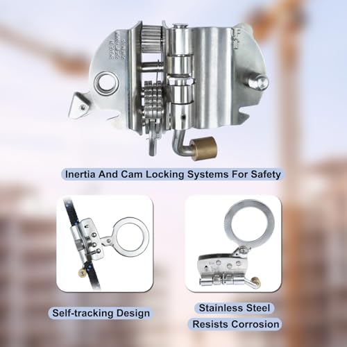 Stainless Steel Anti Panic Trailing Rope Grab, for 5/8" Rope Diameter Fall Protection