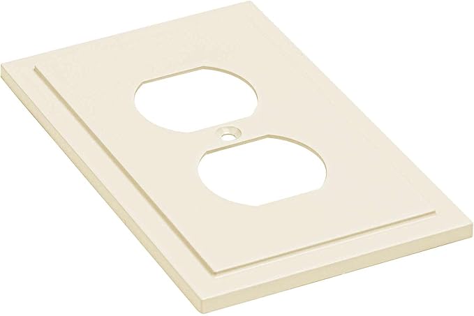 Henne Bery Modern Edge Decorative Wall Plate Switch Plate Outlet Cover, Durable Solid Zinc Alloy (Single Duplex 2PK, Light Almond)