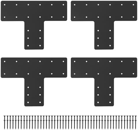 4 Pcs 16.8"x12" T Post Brackets Fit 6x6 6x8 Wood, 3MM Thick