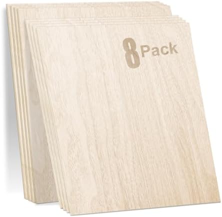 Frylr 12"*12"*1/8" Thickness Premium Baltic Birch Plywood, 3MM Unfinished Wood A/A Grade (Box of 8) Perfect for Wood Crafts, Laser Engraving and Cutting, Painting, DIY