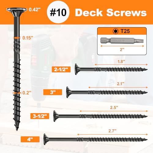 #10 x 3-1/2” Deck Screws, 108Pcs Star Drive Wood Screws