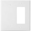 Bates Combination Wall Plate, Decorator/Blank, 2 Gang Switch Plate, White