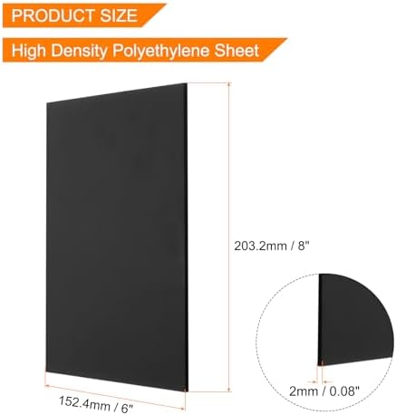 MECCANIXITY UHMW Sheet Ultra High Molecular Weight Polyethylene Sheet, 1/16" Thick Hard HDPE Plastic Sheet Board for DIY Craft 6" x 8" Black