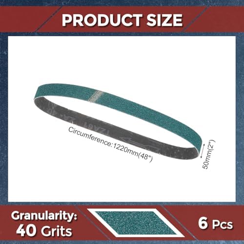 6 Pcs Sanding Belts 2 x 48 Inch 40 Grit Zirconia
