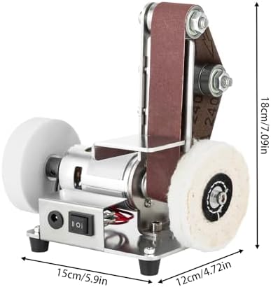 Mini Belt Sander, 7 Adjustable Speed Electric Bench Grinder Sanding Machine, Multifunctional Table Top Grinder Polisher for DIY Craft Woodworking Knife Stained Glass Jewelry Making