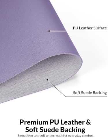 Leather Desk Mat 36" x 17", Lavender PU Leather Desk Pad Protector