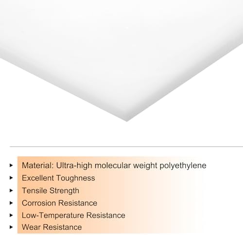 MECCANIXITY UHMW Sheet Ultra High Molecular Weight Polyethylene Sheet, 3/16" Thick Hard HDPE Plastic Sheet Board for DIY Craft 6" x 8" White