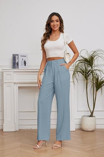 FUNYYZO Wide Leg Dress Pants for Women Work Slacks Business Casual Outfits