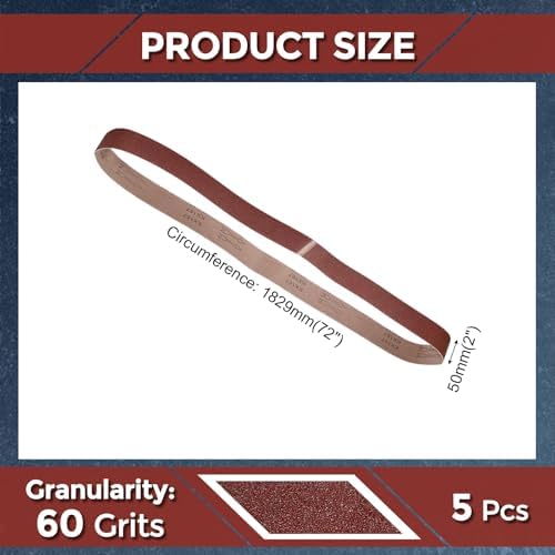 5 Pcs Sanding Belts 2 x 72 Inch 60 Grit Aluminum Oxide Abrasive Sandpaper for Belt Sander Metal Grinding Wood Working Weld Rust Removal