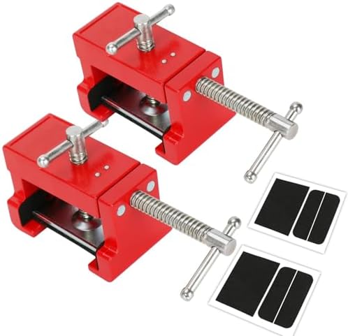 Cabinet Clamps, Cabinet Installation Cabinetry Clamps Face Frame Clamps Tools with Two Side Screws and Alignment Plate, 2 Pack, Up to 440 lbs Load Capacity, Red