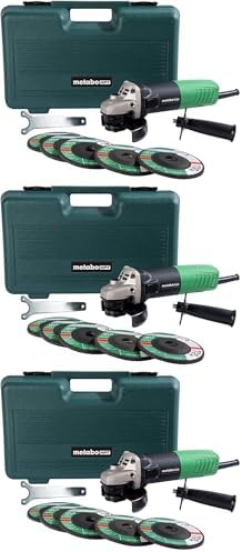Metabo HPT 4-1/2-Inch Angle Grinder, Includes 5 Grinding Wheels & Hard Case, 6.2-Amp Motor, Compact & Lightweight, G12SR4 (Pack of 3)
