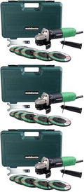 Metabo HPT 4-1/2-Inch Angle Grinder, Includes 5 Grinding Wheels & Hard Case, 6.2-Amp Motor, Compact & Lightweight, G12SR4 (Pack of 3)