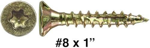 Jake Sales #8 x 1 Gold Star Wood Screw, T-20 Torx Drive, Flat Head - (1 Pound Box) ~276 Screw Count