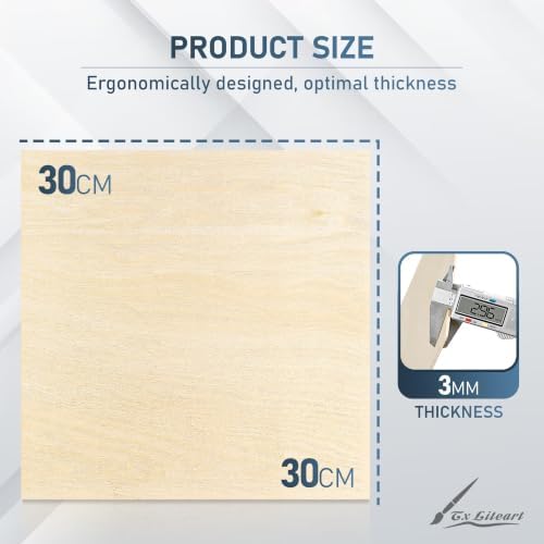 Baltic Birch Plywood - 1/8 Inch Thickness - 11.8" x 11.8" Wood Sheets for Laser Cutting, CNC Cutting and Crafts (2, 11.8 X 11.8)