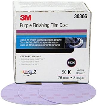 3M 30366-50PK Hookit 3" Purple Finishing Film Disc, (Pack of 50)