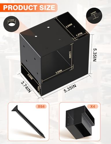Heavy Duty Workbench Bracket Kit, 4 Pcs 3-Way Right Angle Corner Brackets for DIY Custom Workbenches, Work Tables, Garage Shelves, Many Other Wooden Projects, Fits 4x4 and 2x4 Lumber