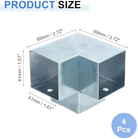 uxcell 3-Way Gazebo Brackets Kit, Right Angle Corner Bracket Woodworking DIY Post Base Kit for 1.6" x 1.6" Lumber for Outdoor Patio Gazebo Log Cabins (4 Pack)