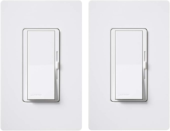 Lutron Diva LED+ Dimmer Light Switch for Dimmable LED, Halogen, and Incandescent Bulbs, 150 Watt, Single-Pole or 3-Way, DVWCL-153PH-2-WH, White (2-Pack) with Wallplate