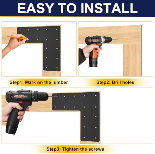 2 Pcs 13.2"x13.2" Steel L Post Brackets for 6x6 6x8 Wood, 3MM Thick