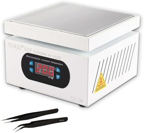 500W 110V Soldering Hot Plate, LED Microcomputer Electric Preheat Soldering Station, Welder Hot Plate Rework Heater Lab 150X150mm Plate with Tweezers