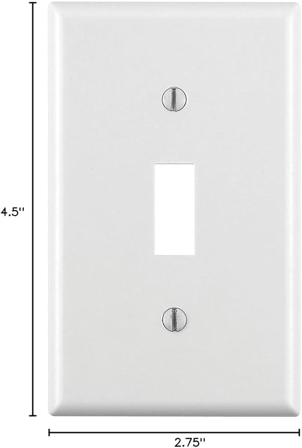 Leviton 1-Gang Toggle Device Switch Wallplate, Standard Size, Thermoset, Device Mount (10 Pack), 88001-WMP, White