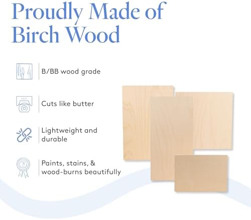 Baltic Birch Plywood, 3 mm 1/8 Craft Wood, B/BB Grade Baltic Birch Sheets, Stronger Than Basswood Sheets, Perfect for Laser, CNC Cutting and Wood Burning, by Woodpeckers (16, 6" x 6", 1/8" Thick)