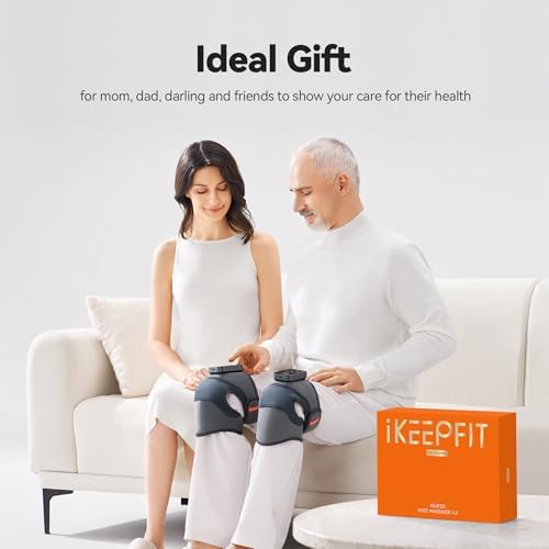 IKEEPFIT Cordless Knee Massager with Heat Vibration for Pain Relief, MAXwarm 4.0[2026 Upgraded] - Electric Heated Knee Brace with 5 Heat Levels and 3 Massage Mode, Gifts for Men Women (Grey, Pair)