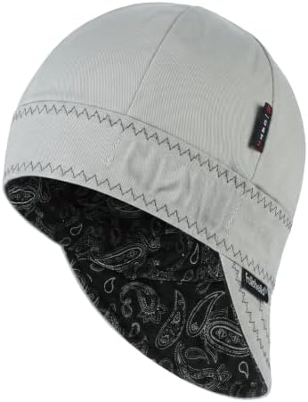 Fullsheild Reversible Welding Cap FR Cotton Welder Hat for Men Women, Grey