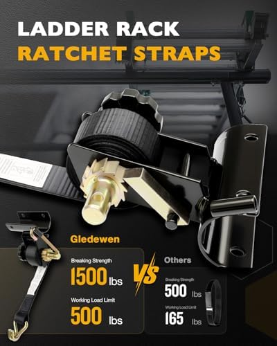 Ladder Rack Ratchet Straps with J-Hook (4PCS), Cargo Buckle Rack Lock Strap