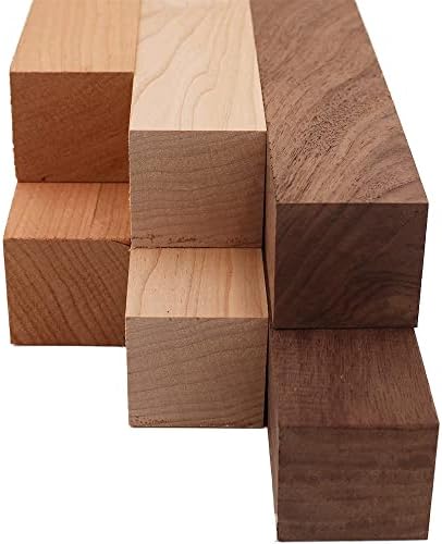 Barrington Hardwoods Maple, Walnut, and Cherry Turning Blank Variety Pack 2" x 2" (6pcs) (2" x 2" x 18")
