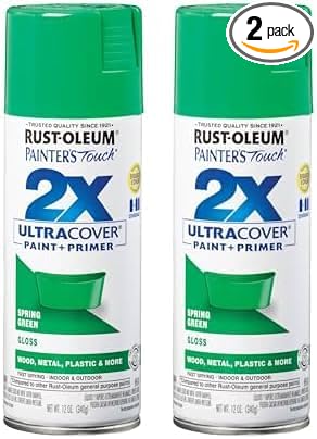 Rust-Oleum 334055 Painter's Touch 2X Ultra Cover Spray Paint, 12 oz, Gloss Spring Green (Pack of 2)