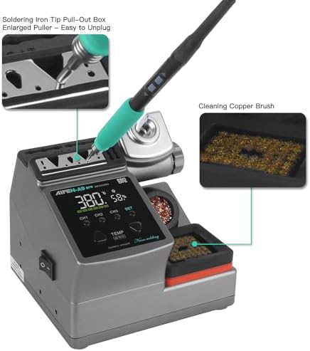 A9PRO Soldering Station 120W Handle Control Temperature 212°F-842°F Solder Station Soldering Iron with C210 Handle and 3 Soldering Tips